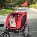 Remolque Plegable para Bicicleta PawHut – Perros y Gatos, Malla Ventilada, Rojo