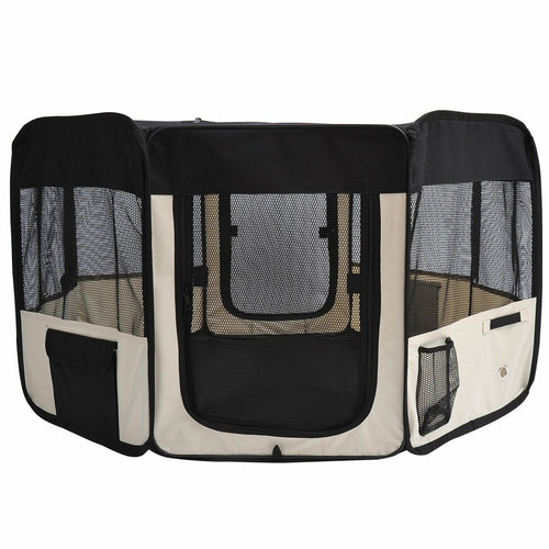 Corral Plegable para Mascotas PawHut 49" – Oxford 600D, Perros, Gatos y Conejos