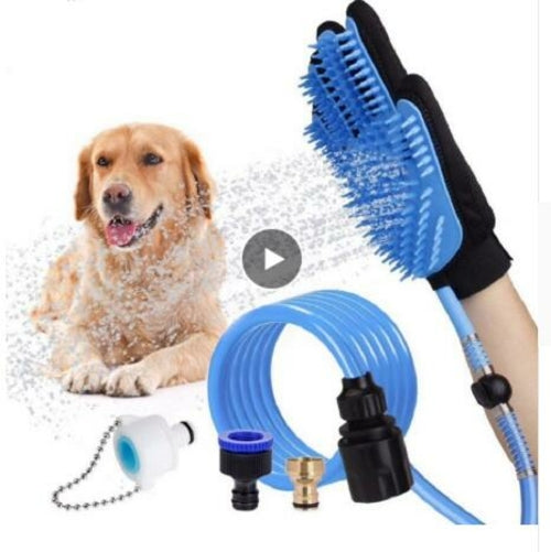 Ducha Manual para Mascotas con Guante Masajeador – Manguera 7.5ft, Perros y Gatos