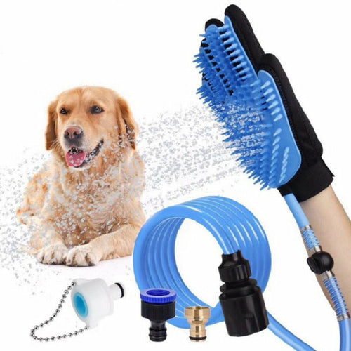 Ducha Manual para Mascotas con Guante Masajeador – Manguera 7.5ft, Perros y Gatos