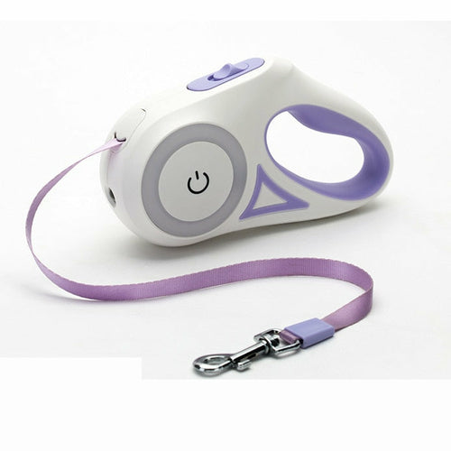 Correa Retráctil con Luz LED para Perro – 5m, RGB, Freno Automático