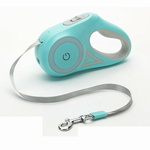Correa Retráctil con Luz LED para Perro – 5m, RGB, Freno Automático