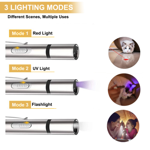 Puntero Láser 7 en 1 para Gatos – USB Recargable, Luz LED, Linterna