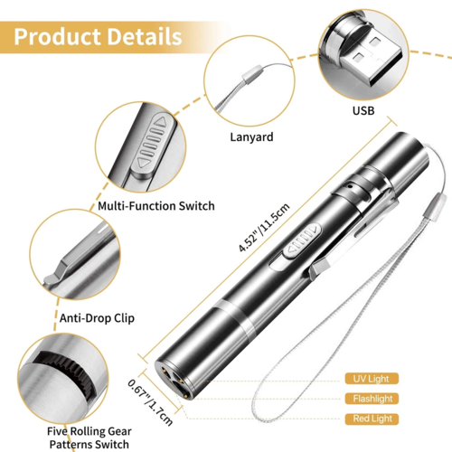 Puntero Láser 7 en 1 para Gatos – USB Recargable, Luz LED, Linterna
