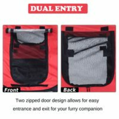 Remolque Plegable para Bicicleta PawHut – Perros y Gatos, Malla Ventilada, Rojo