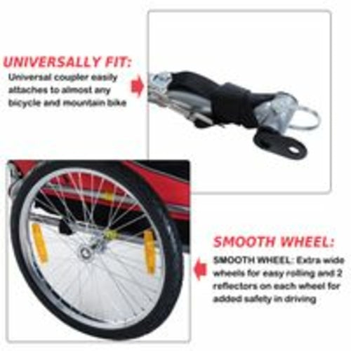 Remolque Plegable para Bicicleta PawHut – Perros y Gatos, Malla Ventilada, Rojo