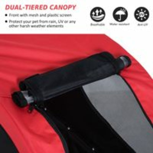 Remolque Plegable para Bicicleta PawHut – Perros y Gatos, Malla Ventilada, Rojo