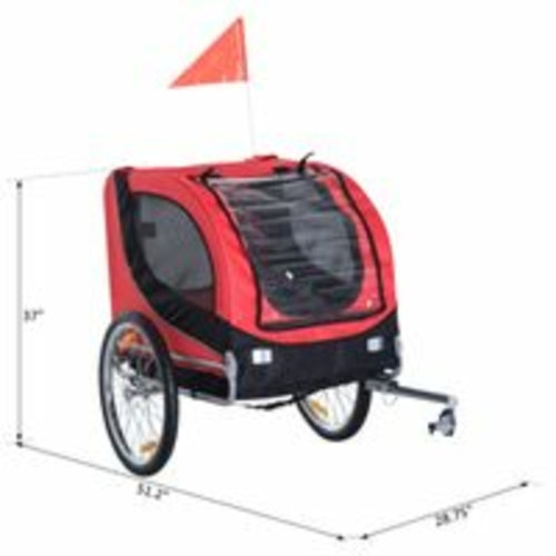 Remolque Plegable para Bicicleta PawHut – Perros y Gatos, Malla Ventilada, Rojo